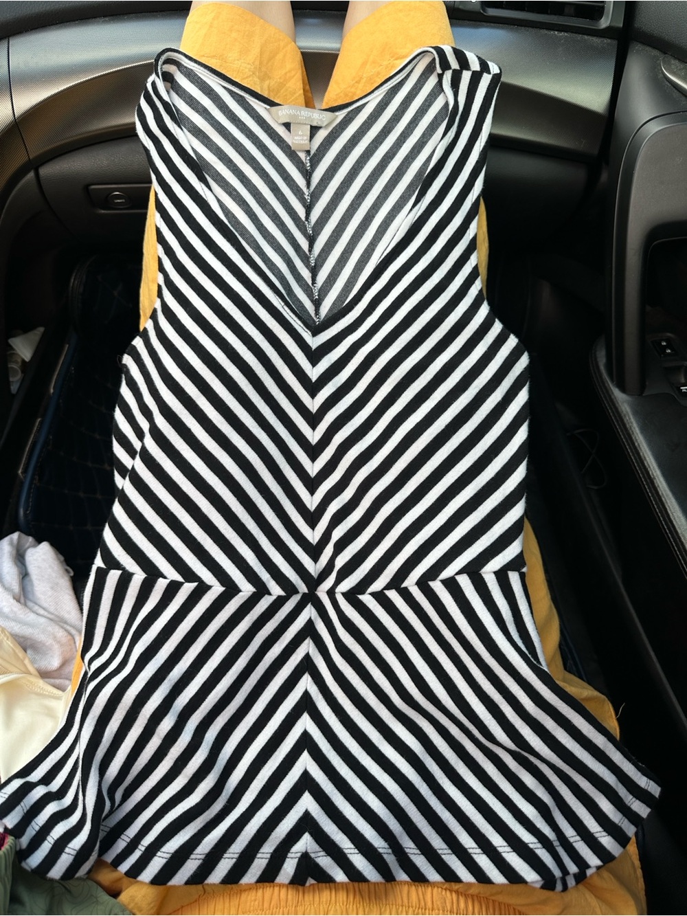 Banana Republic Black and White Striped Sleeveless Jumpsuit